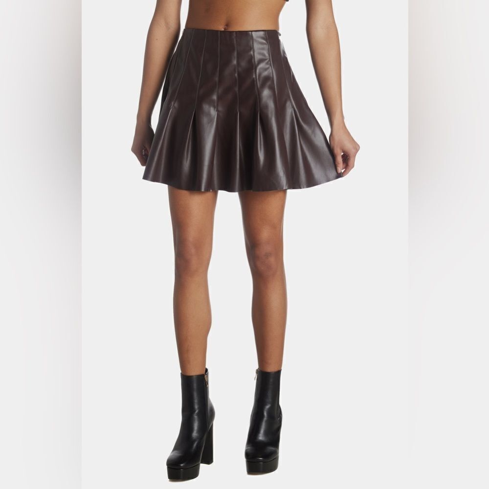 LOST + WANDER Cold Brew Mini Skirt  in Dark Brown Size S NWOT
